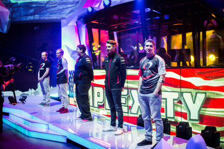 EPICENTER MOSCOW Dota 2 cybersport event may 13. Team Complexity on the stage.のeditorial素材