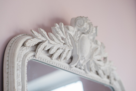 Emerald mirror are decorated with stucco decorative elements of the Renaissance, Baroqueの写真素材