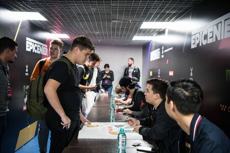 MOSCOW, RUSSIA - OCTOBER 27 2018: EPICENTER Counter Strike: Global Offensive esports event. Team...