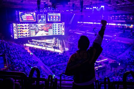 MOSCOW, RUSSIA - 14th SEPTEMBER 2019: esports Counter-Strike: Global Offensive event. Fan on a...