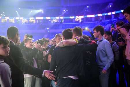 MOSCOW, RUSSIA - 14th SEPTEMBER 2019: esports event. Lots of fans with gamer legend Danylo Zeus...