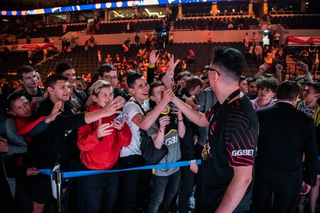 MOSCOW, RUSSIA - 14th SEPTEMBER 2019: esports event of a Counter Strike game. Winner player Adren...