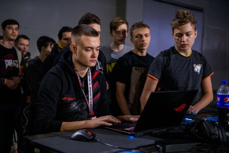MOSCOW - DECEMBER 23 2019: esports Counter-Strike: Global Offensive event. Ex-professional gamer...
