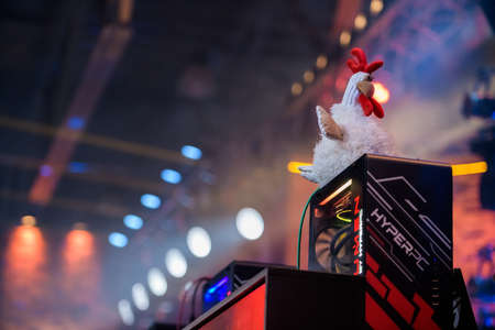 MOSCOW - DECEMBER 23 2019: esports Counter-Strike: Global Offensive event. Personal mascot of a player Mathieu ZywOo Herbaut during tournament game.のeditorial素材