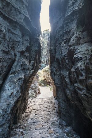 Narrow path between rocks in Sandstone Mountainsの写真素材