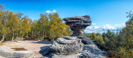 Rock formation in Sandstone Mountains, Tisa Rocks, Tyssaer W?nde, Czech republicの写真素材