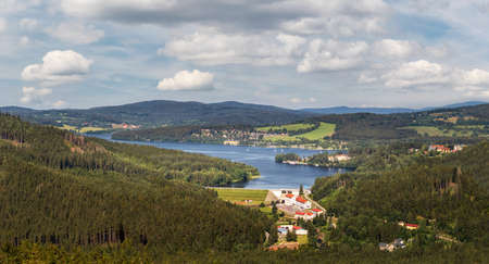 The Lipno Reservoir - dam and hydroelectric plant along the Vltava River in the Czech Republicのeditorial素材