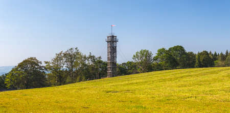 Jara Cimrman's lighthouse - wooden lookout tower in Prichovice, Czech republic