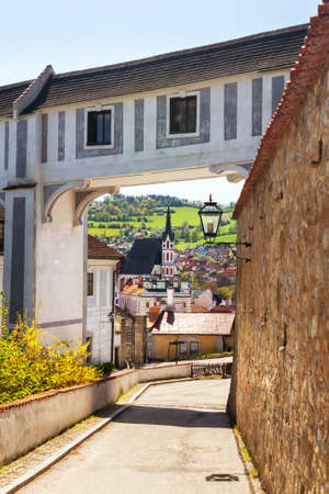 Connecting corridor, covered bridges between the Minorite Monastery and Historical Parks, Castle Cesky Krumlov, Czechiaのeditorial素材