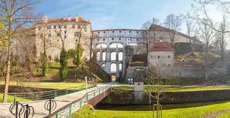 The Cloak Bridge - castle Cesky Krumlov, Czech republicのeditorial素材