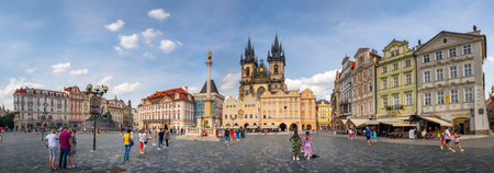Old Town Square with Marian column and Church of Our Lady before Tyn, Prague, Czech republicのeditorial素材