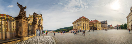 Hradcany Square with Matthias Gate, the main entrance to the first courtyard of Prague Castle, Prague, Czech Republicのeditorial素材