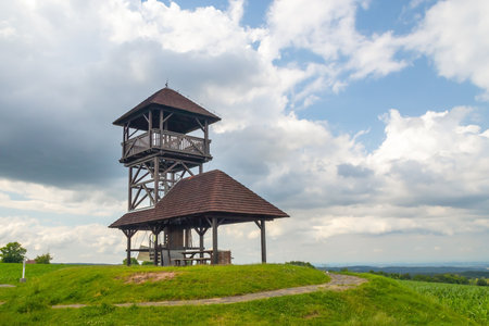 Boika lookout tower near the village of Ceske Lhoticeのeditorial素材