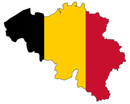Belgium map with flag - outline of a state with a national flagのイラスト素材