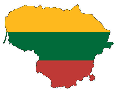 Lithuania map with flag - outline of a state with a national flagのイラスト素材