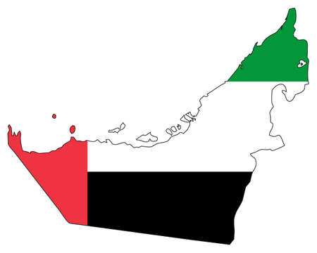 United Arab Emirates map with flag - outline of a state with a national flagのイラスト素材