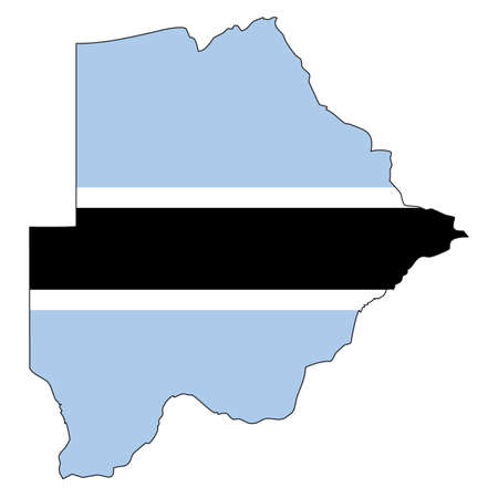 Botswana map with flag - outline of a state with a national flagのイラスト素材