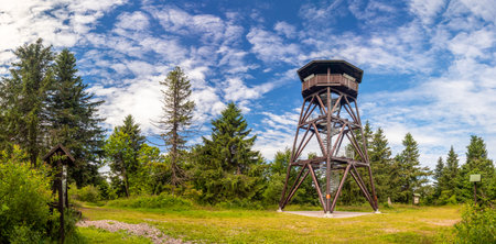 Anna lookout tower on Anensky hill top, the Orlicke Mountains, Czech republicのeditorial素材