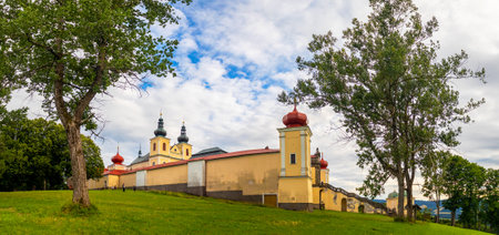 Convent of the Mountain of the Mother of God and Church of the Assumption of the Virgin Mary, Kraliky, Czech Republicの写真素材