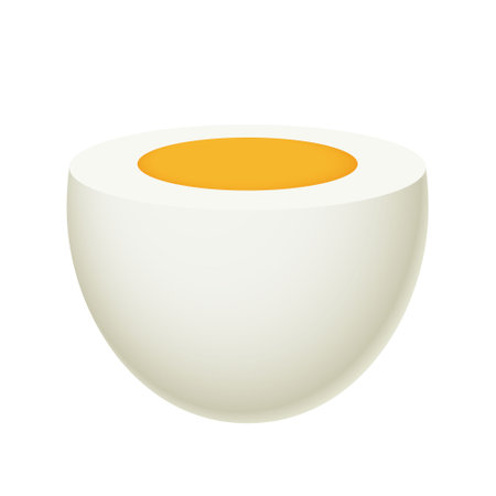 half an egg, white and yolk - peeled and sliced egg - illustration on white backgroundのイラスト素材