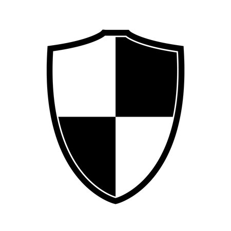 shield with chessboard icon silhouette, vector illustration isolated on a whiteのイラスト素材
