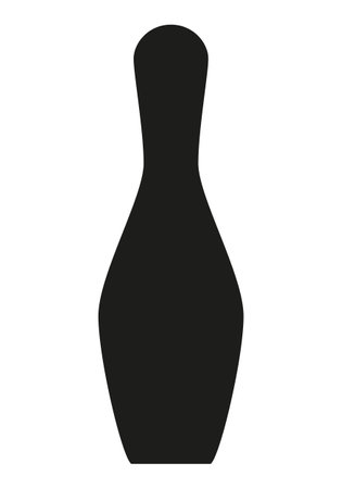 Bowling pin - black and white vector silhouette illustration, white backgroundのイラスト素材