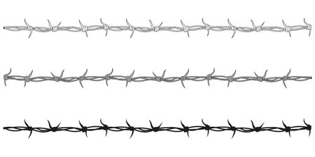 barbed wire - black and white symbol silhouette, vector illustration isolated on whiteのイラスト素材