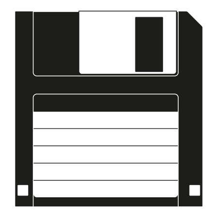 Floppy disk - black and white vector illustration of floppy diskette, isolated on white backgroundのイラスト素材