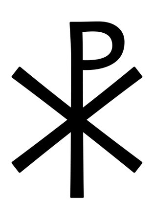 Christogram, black and white vector silhouette illustration of religious symbol of Jesus Christ, isolated on whiteのイラスト素材