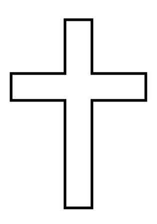 Christian cross, black and white vector silhouette illustration of religious Latin cross shape, isolated on whiteのイラスト素材