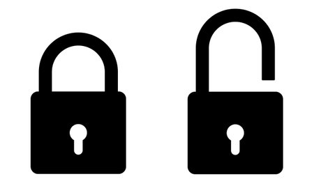 padlock, black and white vector illustration of locked and unlocked lockのイラスト素材