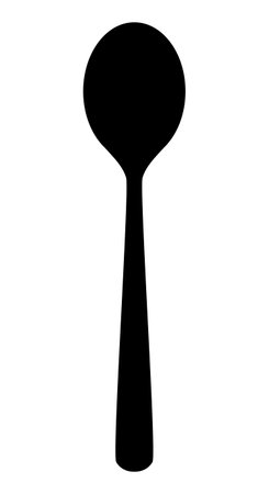 spoon silhouette shape, black and white vector illustration of cutlery utensilのイラスト素材