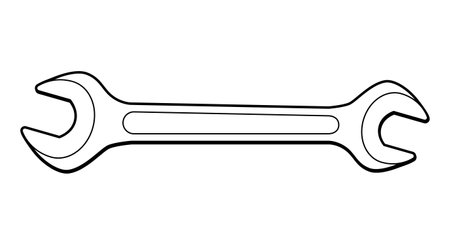 wrench, black and white vector illustration of hand tool spannerのイラスト素材