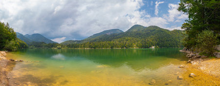 lake Schwarzensee and mountains, Alps, Austriaの写真素材