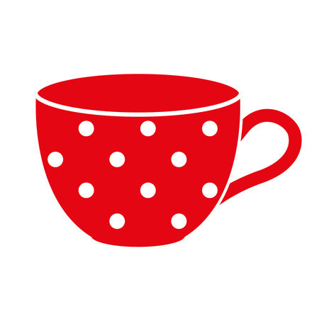 cup, red cup with white dots, vector illustrationのイラスト素材