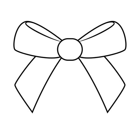 ribbon bow, black and white vector illustration, isolated on whiteのイラスト素材