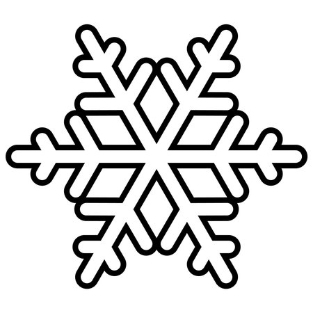 snowflake silhouette symbol icon shape, black and white vector illustration of snow flakeのイラスト素材