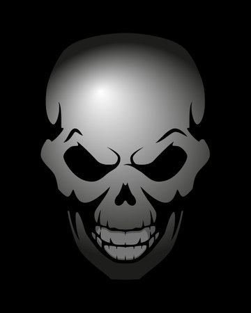 skull, black and white vector illustrationのイラスト素材