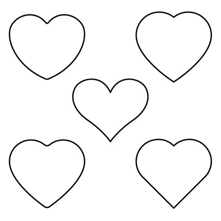 hearts, set of black and white heart shape symbol, vector illustrationのイラスト素材