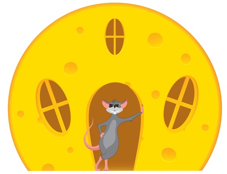 Mouse is near a house made of cheeseのイラスト素材