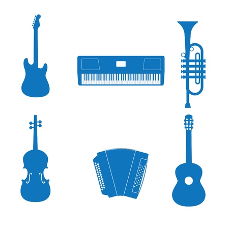 Vector illustration of the icons music instrumentのイラスト素材