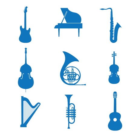 Vector illustration of the icons music instrumentのイラスト素材