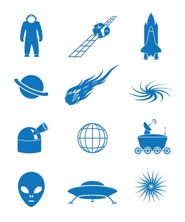 Vector illustration of icons on the cosmosのイラスト素材