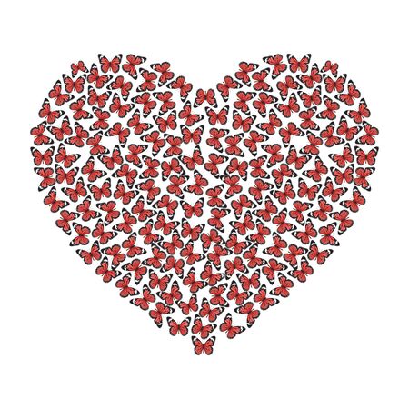 illustration of the heart of butterfliesのイラスト素材