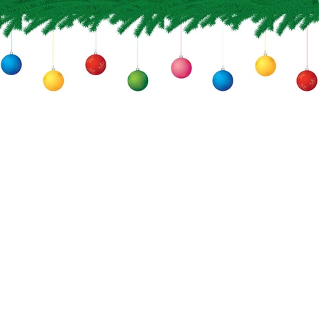 Illustration of Christmas toys and spruceのイラスト素材