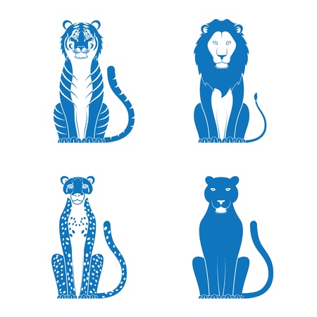 illustration of a tiger lion cheetah and pantherのイラスト素材
