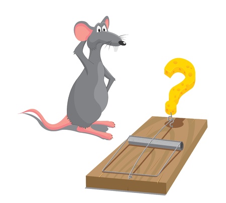 illustration of rat located next to mousetrapのイラスト素材