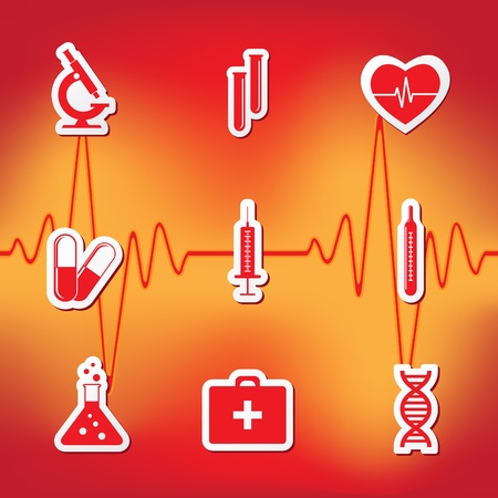 illustration of nine icons on medicineのイラスト素材