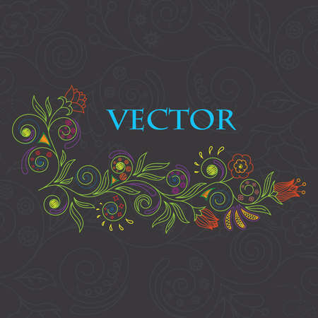 Vector illustration of floral pattern on a black backgroundのイラスト素材