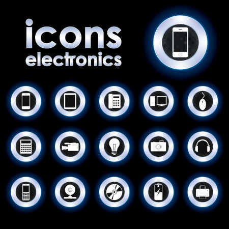 Vector illustration icons on electronicsのイラスト素材
